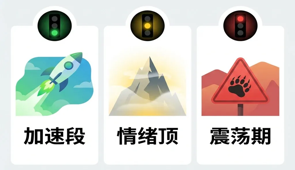 行情三阶段判断示意图 行情阶段红绿灯